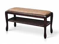 Банкетка деревянная прямоугольной формы в прихожую Сиеста большая с полкой Микс мебель, цвет темный орех