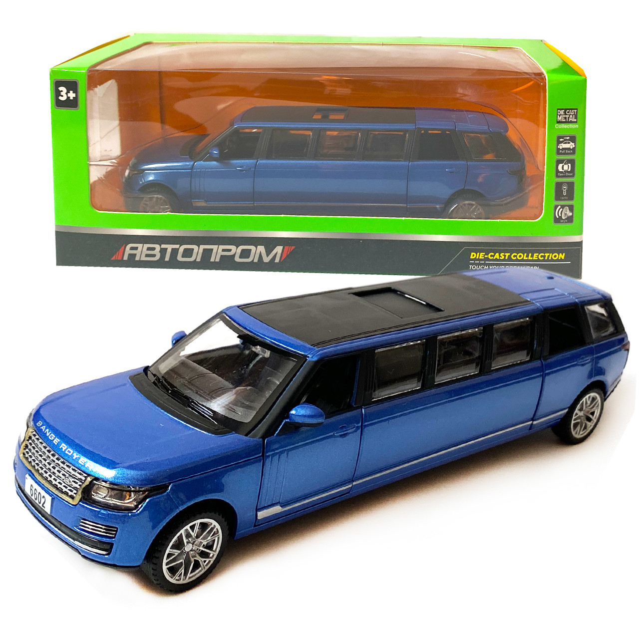Іграшкова машинка металева Land Rover Range Rover Автопром Рендж Ровер Лімузин синій 23*5*6 см (6622L), фото 1