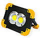 Світлодіодний прожектор акумуляторний 2х18650 "LL-802" 20W Чорно-жовтий, лед ліхтар-повербанк переносний, фото 6