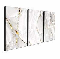 Модульна картина на полотні Gold&Grey marble 3 модуля
