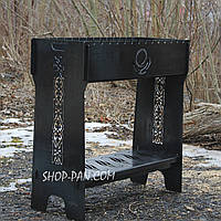 Мангал розбірний високий на 14 шампурів із підставкою для дров та індивідуальним гравіюванням — Казахстан