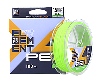 Шнур рыболовный Zeox element PE X4 100м fluo green #0.6
