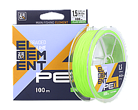 Шнур рыболовный Zeox element PE X4 100м fluo green #0.8