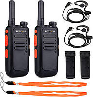 Retevis RT669 Walkie Talkie Mini, PMR446 Професійне 2-х вейне радіо з гарнітурою, VOX Hands Free, світлодіодний ліхтарик, легкі, п