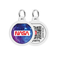 Адресник для собак и котов металлический WAUDOG Smart ID c QR паспортом, рисунок "NASA21",