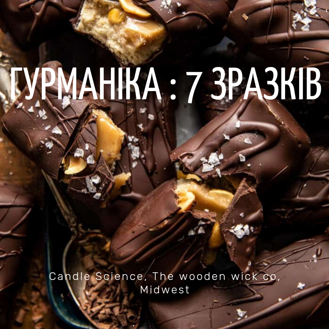 Набір зразків "Гурманіка" аромаолії США, Candle Science, Wooden Wick co, Midwest, 7х10 г
