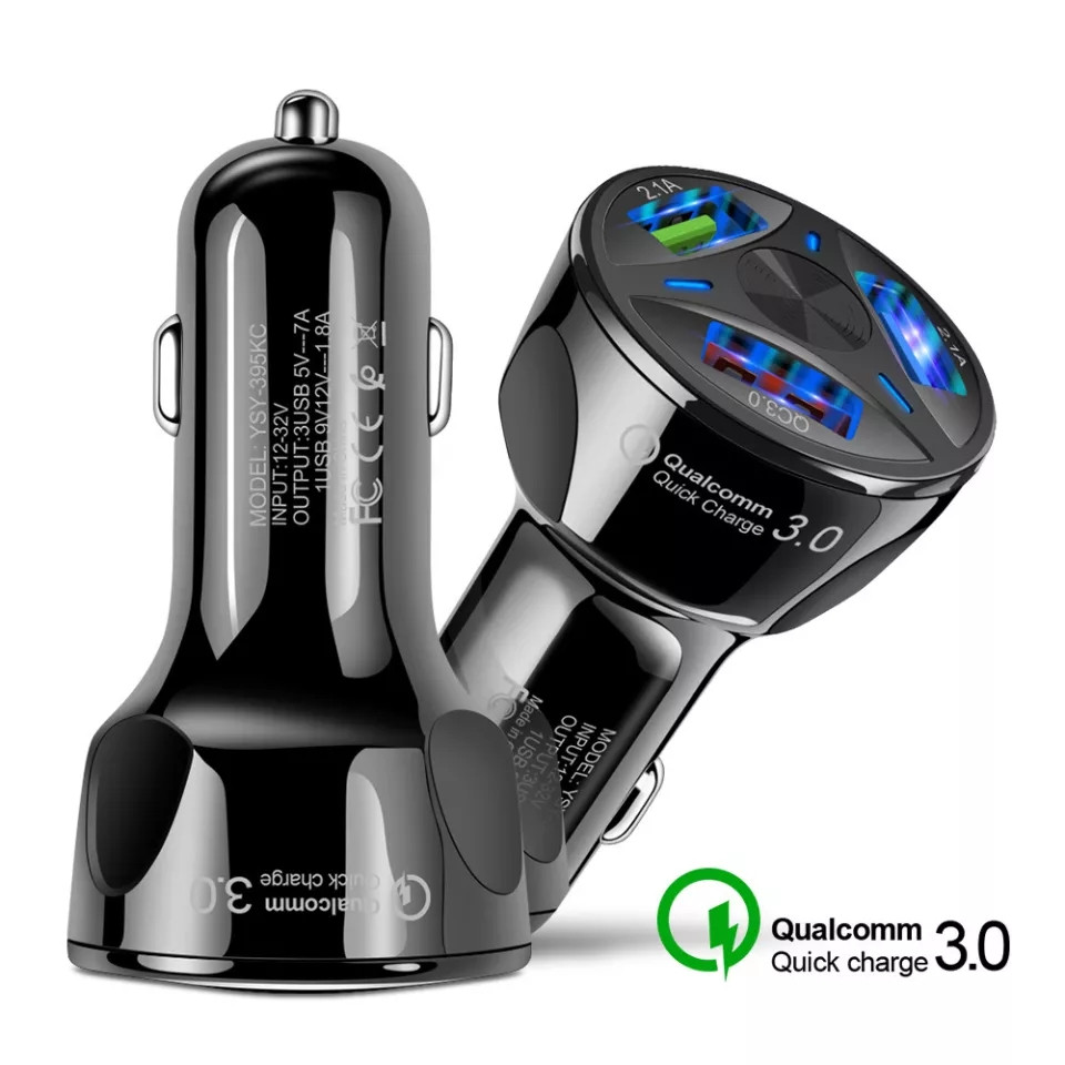 3,1 А Швидке заряджання USB у прикурювач на 3 USB-виходи, автомобільне заряджання usb (чорна)