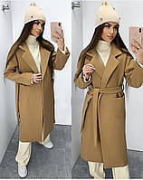 Стильное длинное кашемировое женское пальто новинка 2023 xl, кэмел