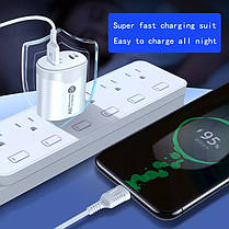 Зарядний мережевий пристрій + кабель для смтфонів, з Type-C PD 20 W + USB Qc 3.0 портами, швидке заряджання!!, фото 6
