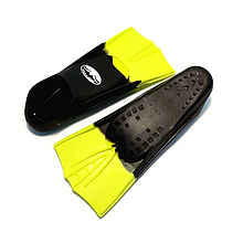 Ласти для плавання у басейні Sprinter короткі силікон чорний/салатовий size 36/38, Тренувальні, Дорослі підлітки, Силікон