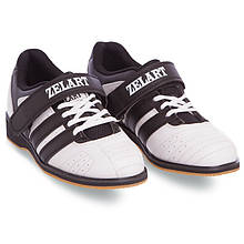 Штангетки OB-4588 Zelat взуття для важкої атлетики верх шкіра підошва шкіра TPU білий/чорний