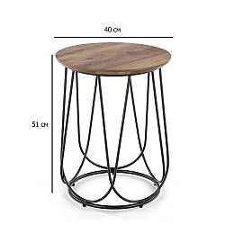 Круглий журнальний столик у стилі лофт Nubira S 40х51 см горіх на чорному сталевому каркасі в офіс