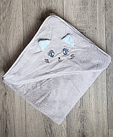 Полотенце-уголок для новорожденных, 85х85, серый