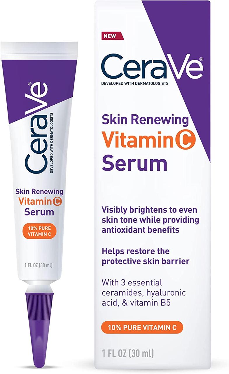 CeraVe Vitamin C Hyaluronic Acid Serum, Facial Brightening Serum, 10% Pure Vitamin C, Unscented, 1 Bottle