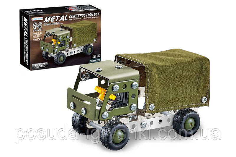 Конструктор металевий військовий 112 деталей 867-3 р.24,5*4*18см, фото 1