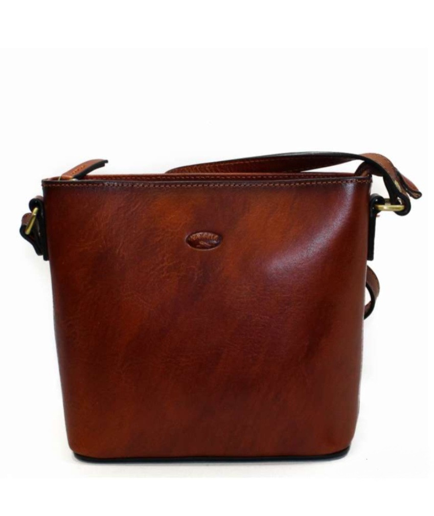 Маленька жіноча сумка з натуральної шкіри стильна з плечовим ременем 18×18×8 см руда