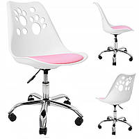 Крісло офісне на колесах Bonro B-881 біле з рожевим сидінням (4230015)