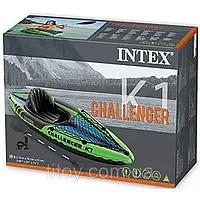 Одноместная надувная байдарка (каяк) Intex 68305 Challenger K1, 274х76х38 см, с вёслами и насосом