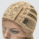 Перука каре без гривки Lyryca Lace на сітці, термоволосся, колір блондин з освітленими кінцями, фото 7