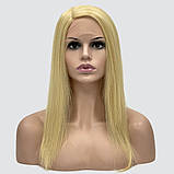 Перука каре без гривки Lyryca Lace на сітці, термоволосся, колір блондин із пшеничним відтінком, фото 2