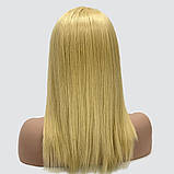 Перука каре без гривки Lyryca Lace на сітці, термоволосся, колір блондин із пшеничним відтінком, фото 5