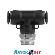 З'єднання цангове T-подібне для поліуретанових та ін. шлангів 12х12 мм 1/2 нар. Різьба PT-2364 Intertool, фото 3