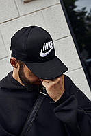 Кепка Nike черная / белое лого и надпись
