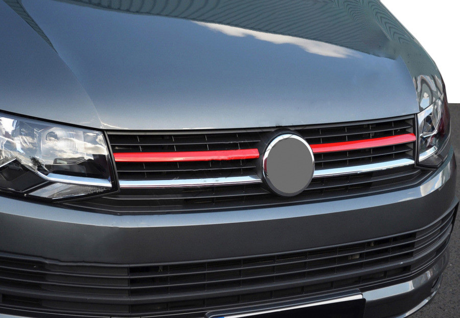 Накладки на решітку верхня 2015-2019 (2 шт, червоні) для Volkswagen T6 2015↗, 2019↗ рр.