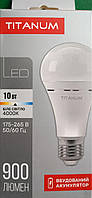 LED-лампа акумуляторна TITANUM A68 10W E27 4000K 220V