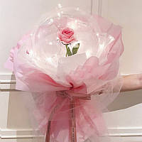 Роза в шарике с подстветкой Розовая DIY BOBO Подарочный набор девушке цветы