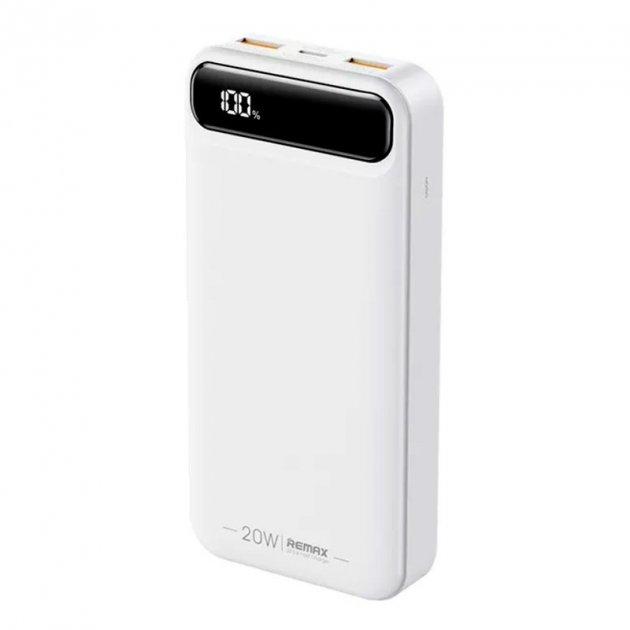 Power bank Remax 20000 mAh Швидка зарядка 20W+22.5W PD+QC Білий Зовнішній акумулятор Портативна зарядка