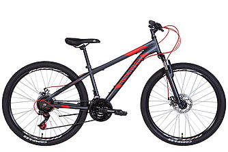 Велосипед 26" Discovery RIDER AM DD 2022 рама 13" Темно-сріблястий з червоним