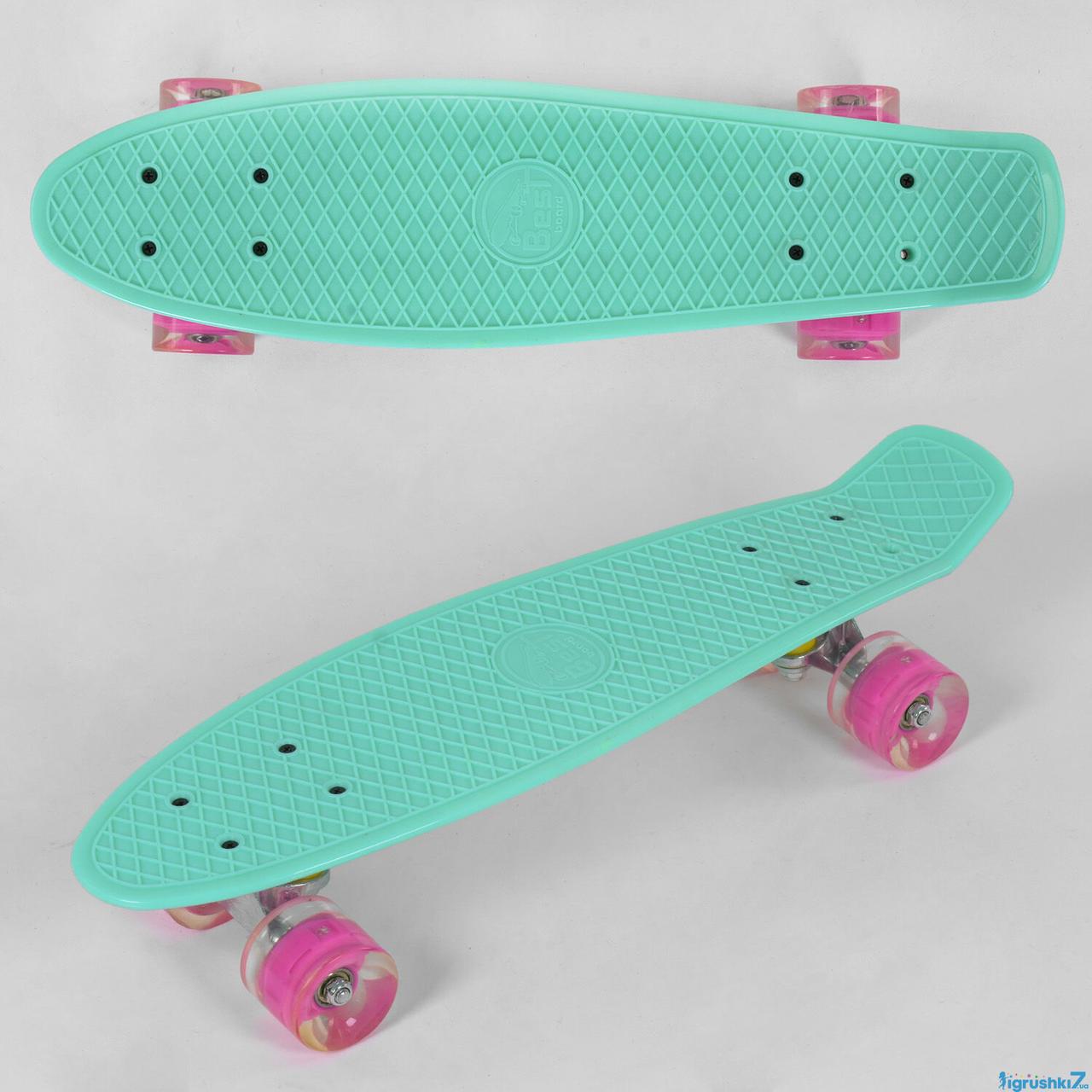 Скейт Пенні борд 6060 (8) Best Board, бірюзовий, дошка = 55см, колеса PU зі світлом, діаметр 6 см, фото 1