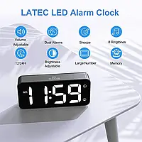 Цифровой будильник LATEC с большим светодиодным индикатором температуры, настольные часы с 13 музыкальными.