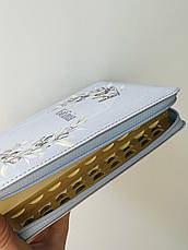 Біблія Лавандова з оливкою 15х20 см З замком Індексами Шкірозамінник, фото 2