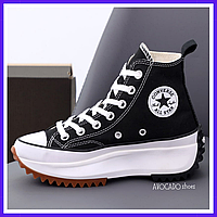 Кроссовки женские Converse Run star hight black white / Конверс ран стар высокие черные белые