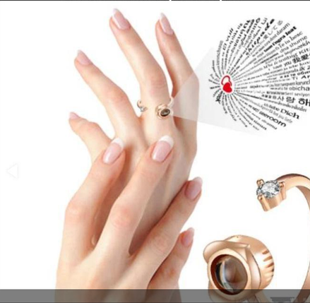 Безрозмірне кільце з проєкцією "Я тебе люблю" 100 мовами світу (KZ-010), фото 1