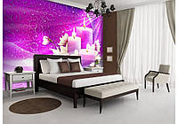 Фотообои для спальни 254x184 см Свечи и магнолия на розовом фоне (10672P4)+клей