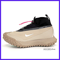 Кроссовки мужские Nike ACG Mounth Gore-Tex black beige / Найк АЦГ Маунт Гор-Текс черные бежевые высокие