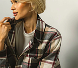 Сорочка кашемірова стильна жіноча в карту, чорна з відкладним коміром розміри S-M і L-XL, фото 5