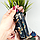 Ключниця жіноча шкіряна на молнії HC0045 синя з квітковим принтом, фото 5