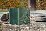 Обкладинка для паспорта жіноча шкіряна зелена з тисненням Квітучий Сад, фото 6