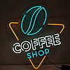 Неонова вивіска Coffee Shop 600х665 мм з блоком живлення та пультом, фото 7