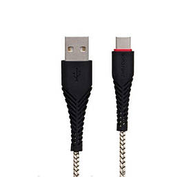 Кабель BOROFONE BX25 Powerful USB to Type-C 3A,1m, nylon, TPE connectors, Black