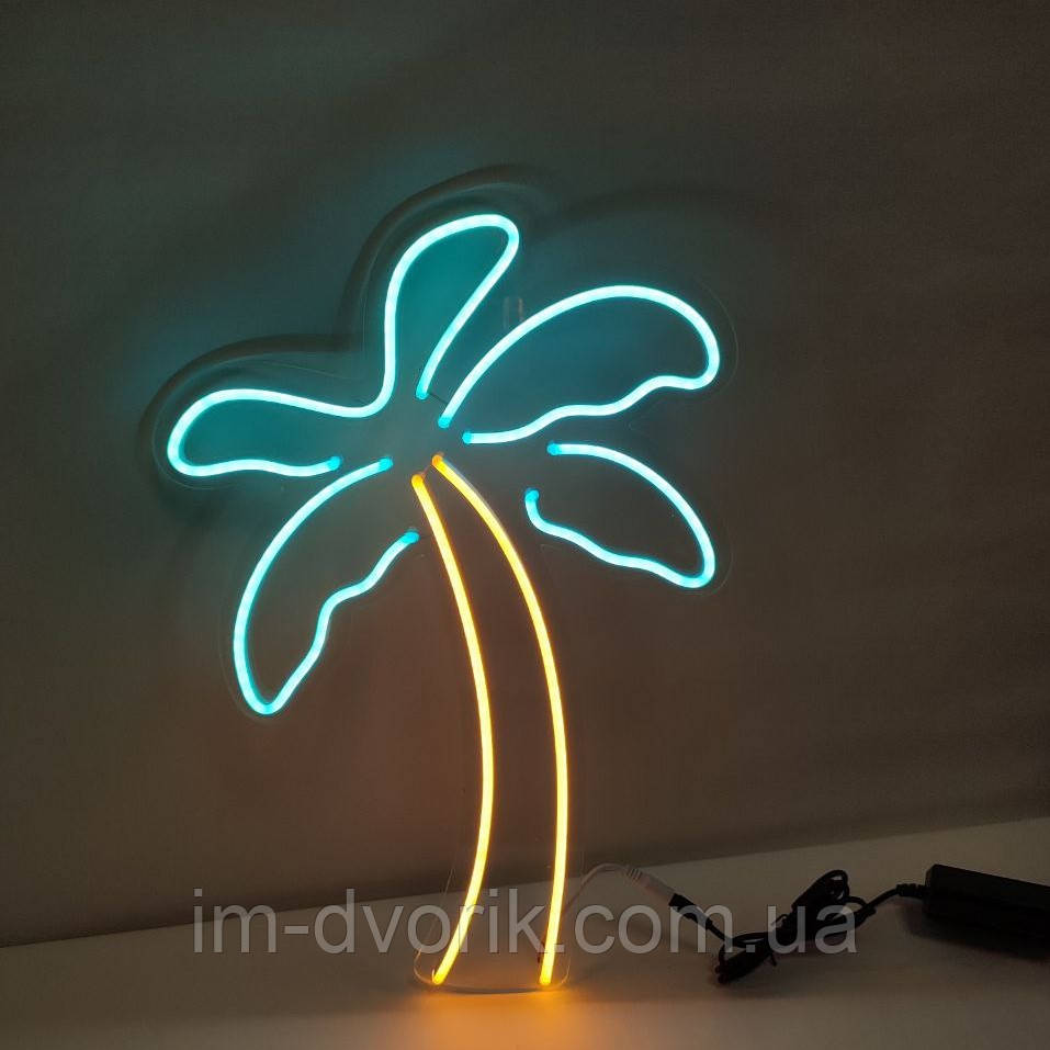 Неонова Led вивіска Пальма 500х340 мм світлодіодна з блоком живлення