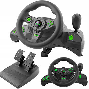 Ігрове кермо Esperanza EGW102 Nitro з КПП і педалями — 270°, вібрація, USB, сумісність з ПК та PS3
