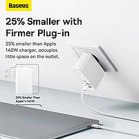 Адаптер мережевий Baseus Type-C to Typc-C cable Gan5 Pro Fast Charger 1USB/2Type-C, PD/QC, 140W/5A, фото 8