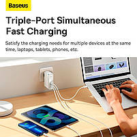 Адаптер мережевий Baseus Type-C to Typc-C cable Gan5 Pro Fast Charger 1USB/2Type-C, PD/QC, 140W/5A, фото 7