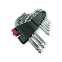 Набор Г-образных ключей Hex шаровидных 9 ед., S2, 1,5-10 мм HAISSER (арт.48112)