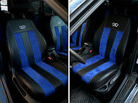 Авточехлы из эко кожи KIA Sportage 2004>2009 Pok-ter GT line с синей вставкой